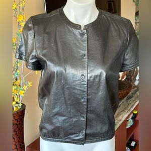CK Calvin Klein great short sleeve leather jacket. No lining. 100%Leather.s S/M